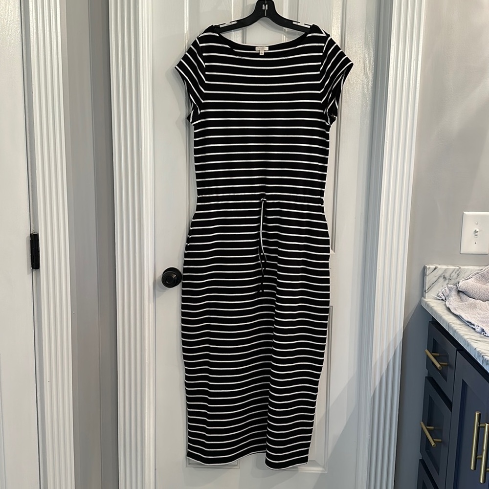 Talbots Black and White Striped Maxi Dress